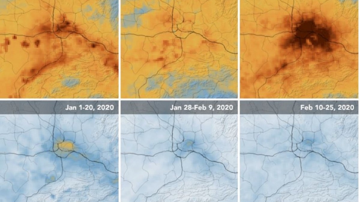 Nitrogen dioxide levels over China decreased dramatically as China continues to grapple with the coronavirus outbreak.