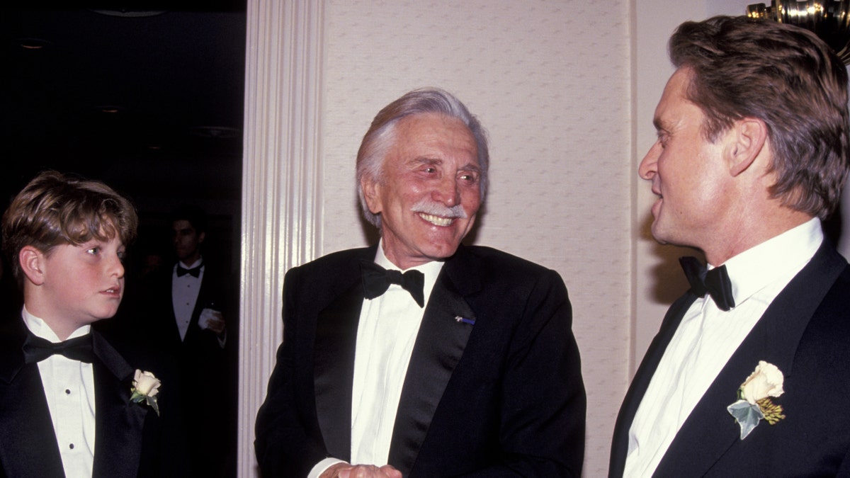 Left to right: Cameron Douglas, Kirk Douglas and Michael Douglas. (Photo by Ron Galella, Ltd./Ron Galella Collection via Getty Images)