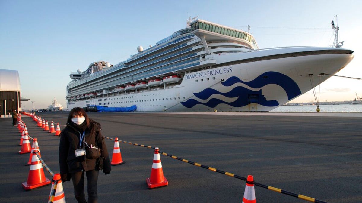 The quarantined cruise ship Diamond Princess anchors at the Yokohama Port, Monday, Feb. 10, 2020, Yokohama, Japan. (AP Photo/Eugene Hoshiko)