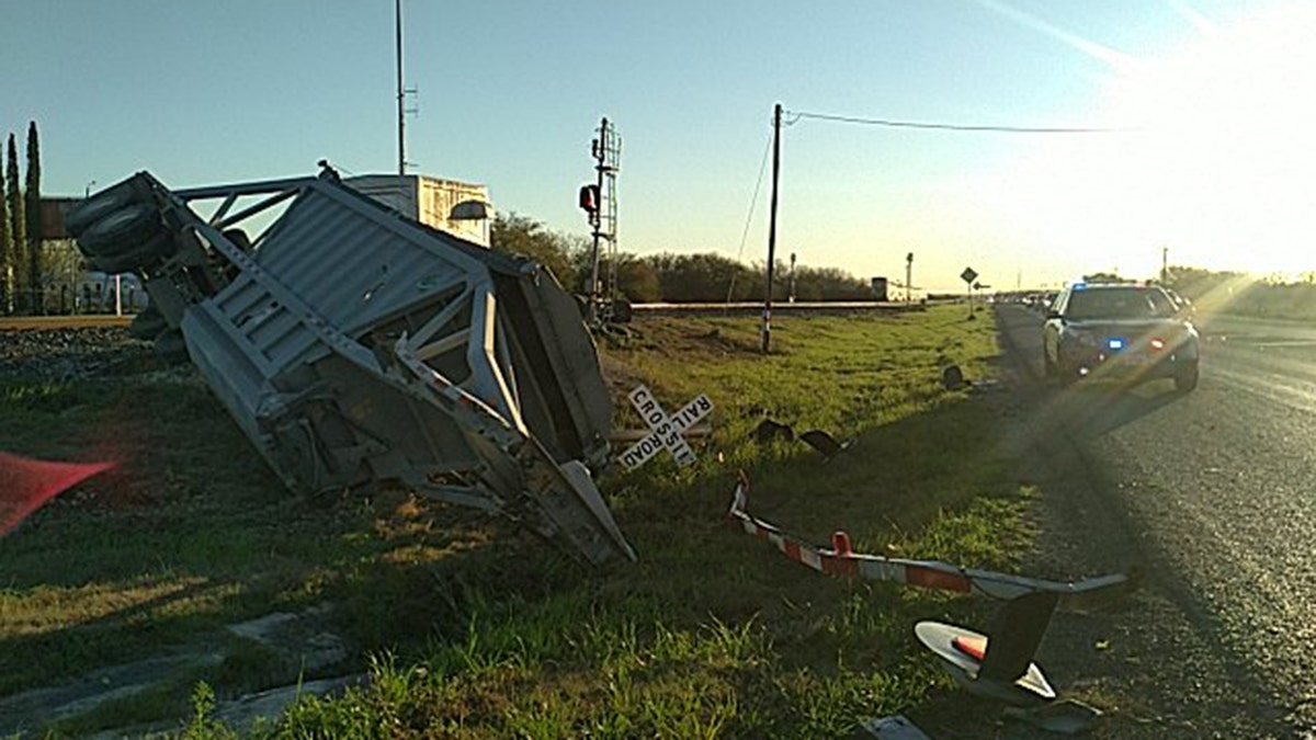 These are the remains of a tractor-trailer that was struck by an Amtrak train in Texas.