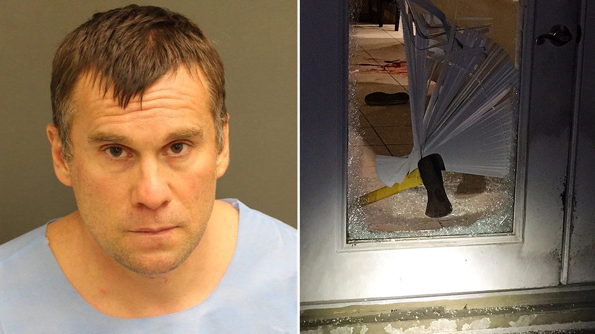 Thayer used an ax to break down a deputy's door Tuesday night, the sheriff said.