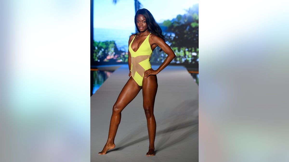 Tanaye White walks the runway during the 2019 Sports Illustrated Swimsuit Runway Show During Miami Swim Week at W South Beach on July 14, 2019 in Miami Beach, Florida. (Photo by Frazer Harrison/Getty Images for Sports Illustrated)