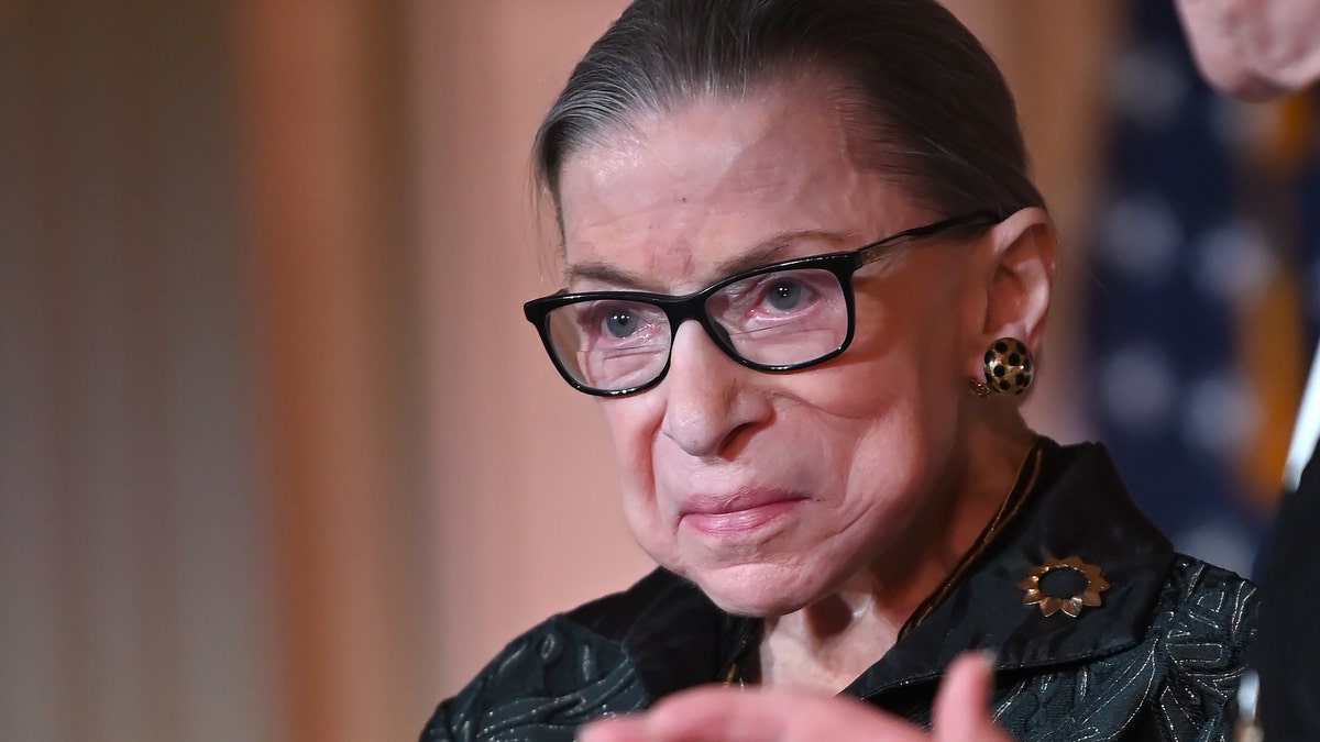 Supreme Court Justice Ruth Bader Ginsburg presents the Justice Ruth Bader Ginsburg Inaugural Woman of Leadership Award to Agnes Gund at The Library of Congress on Feb. 14.