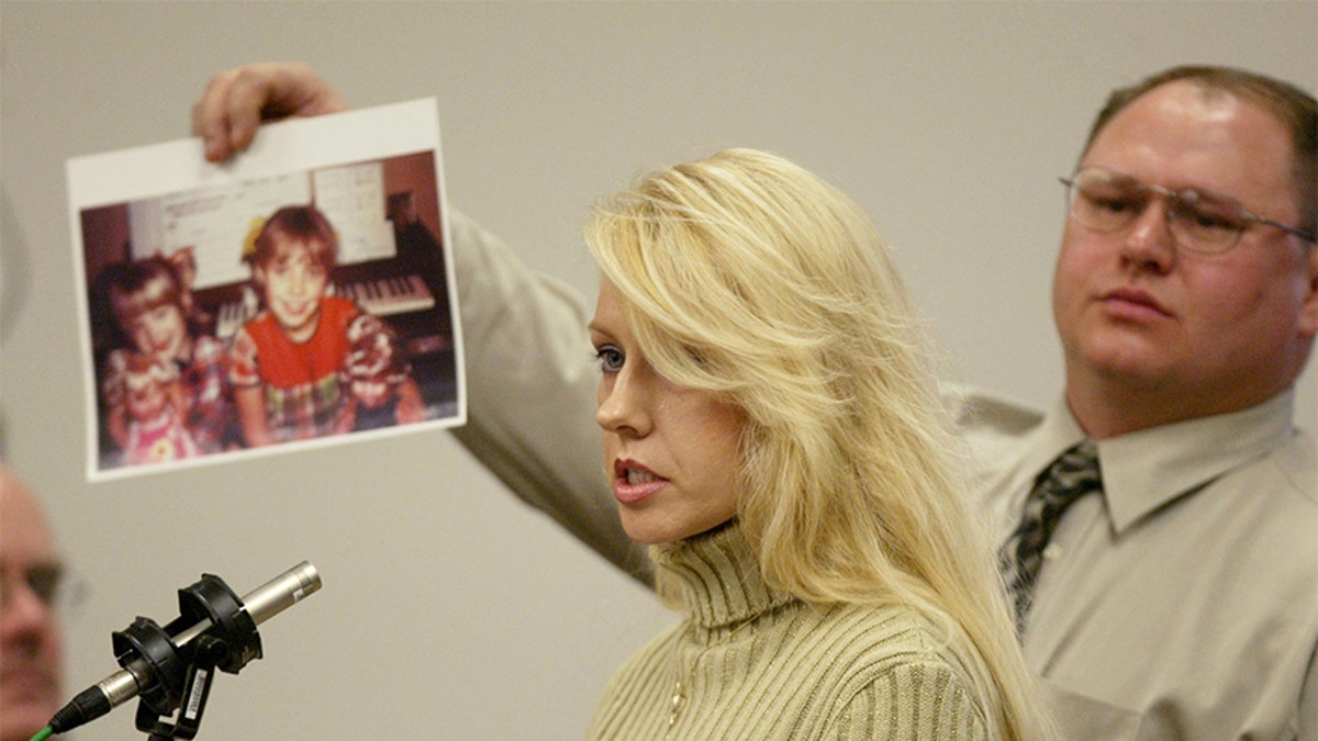 Virginia Graham, sister of Green River Killer victim Debra Estes, speaks in court during the sentencing of Gary Ridgway on Dec.18, 2003, in Seattle, Washington. Ridgway received a life sentence, without the possibility of parole.