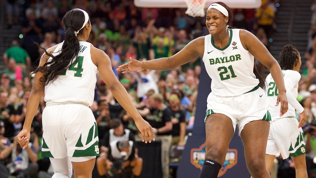 Kelani Brown, right, got Baylor another Big 12 title. (Photo by Ben Solomon/NCAA Photos via Getty Images)