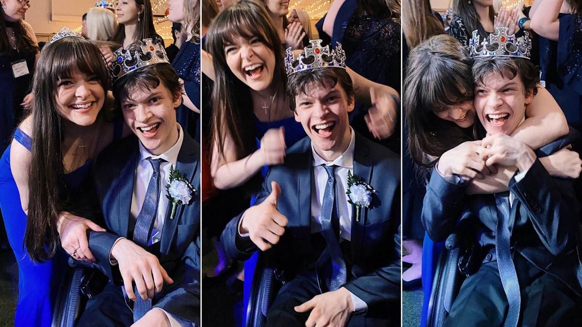 Siblings Micah and Kelsey Fowler during the Night to Shine crowning at Bayside Chapel on Feb. 7, 2020 in Barnegat Township, New Jersey.