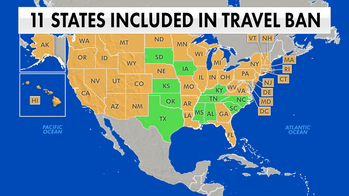 Texas is one of 11 states impacted by the California travel ban.