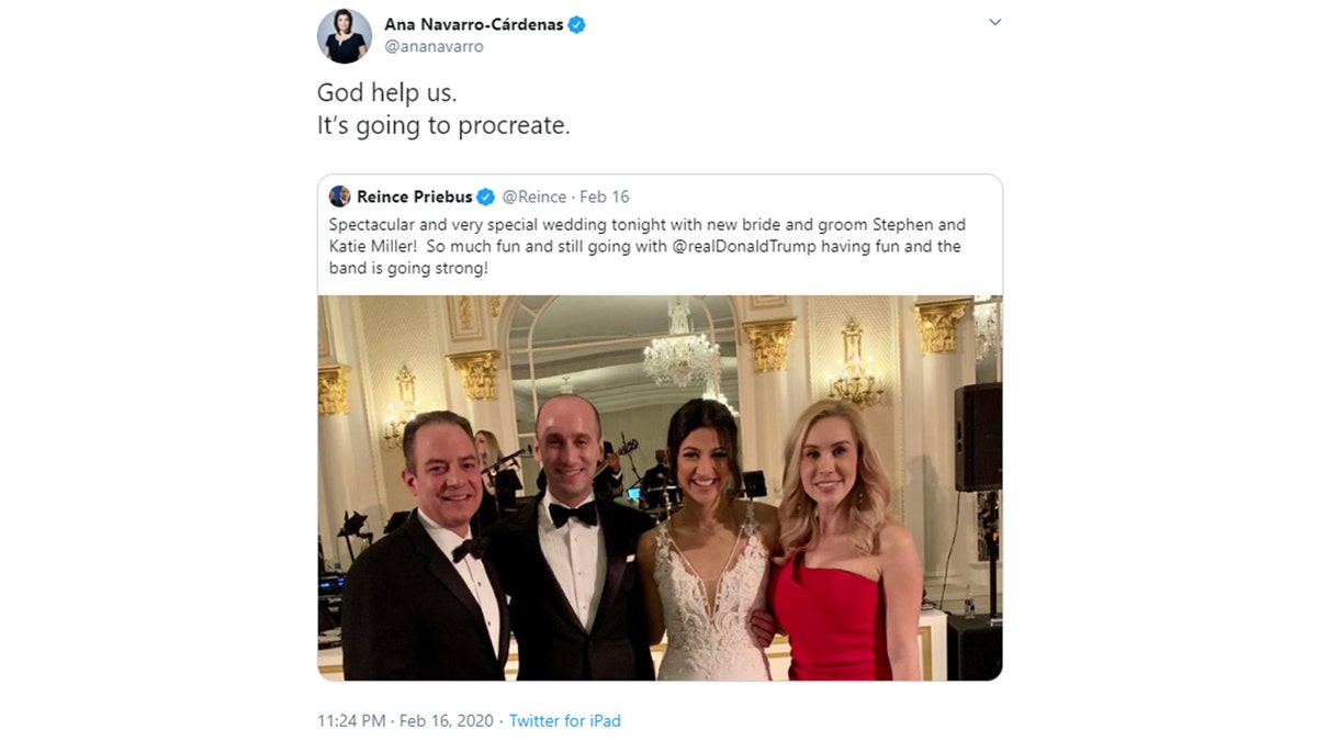 CNN s Ana Navarro slammed for Stephen Miller wedding day comment