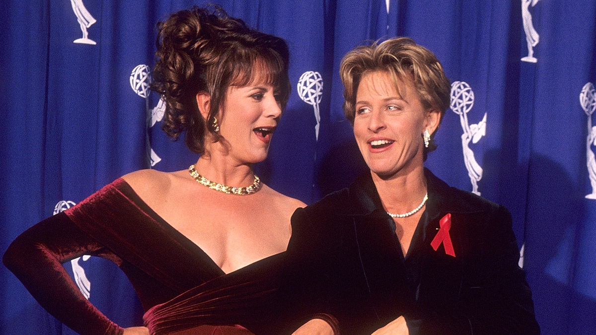 Comedienne Ellen DeGeneres and actress Patricia Richardson attend the 46th Annual Primetime Emmy Awards on September 11, 1994 at the Pasadena Civic Auditorium in Pasadena, California. (Photo by Ron Galella, Ltd./Ron Galella Collection via Getty Images)