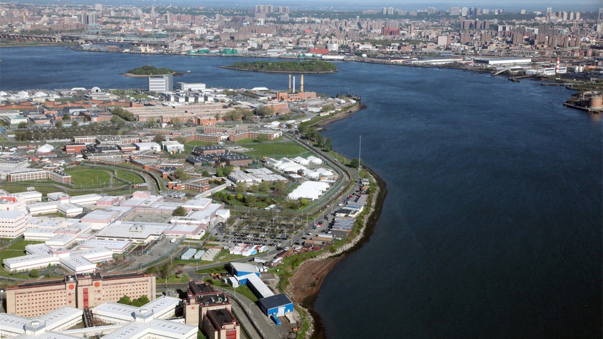 Aerial view of Rikers Island, New York's City main jail complex.