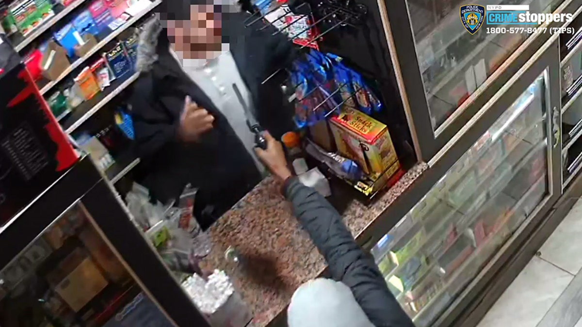 Shocking video released to Fox News on Tuesday shows an alleged robber shooting a New York City bodega worker in the face with a pellet or BB gun, according to the New York City Police Department (NYPD).