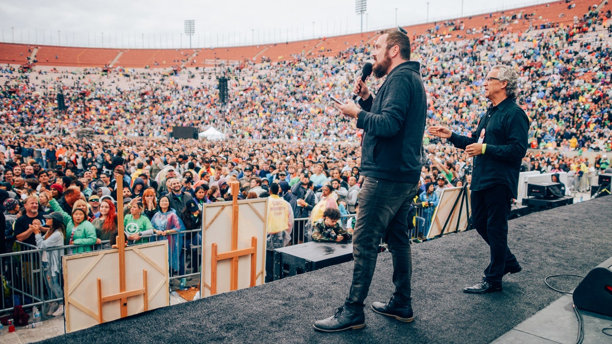 Shawn Bolz and Bill Johnson, lead senior pastor of Bethel Church, give prophetic words at Azusa Now.