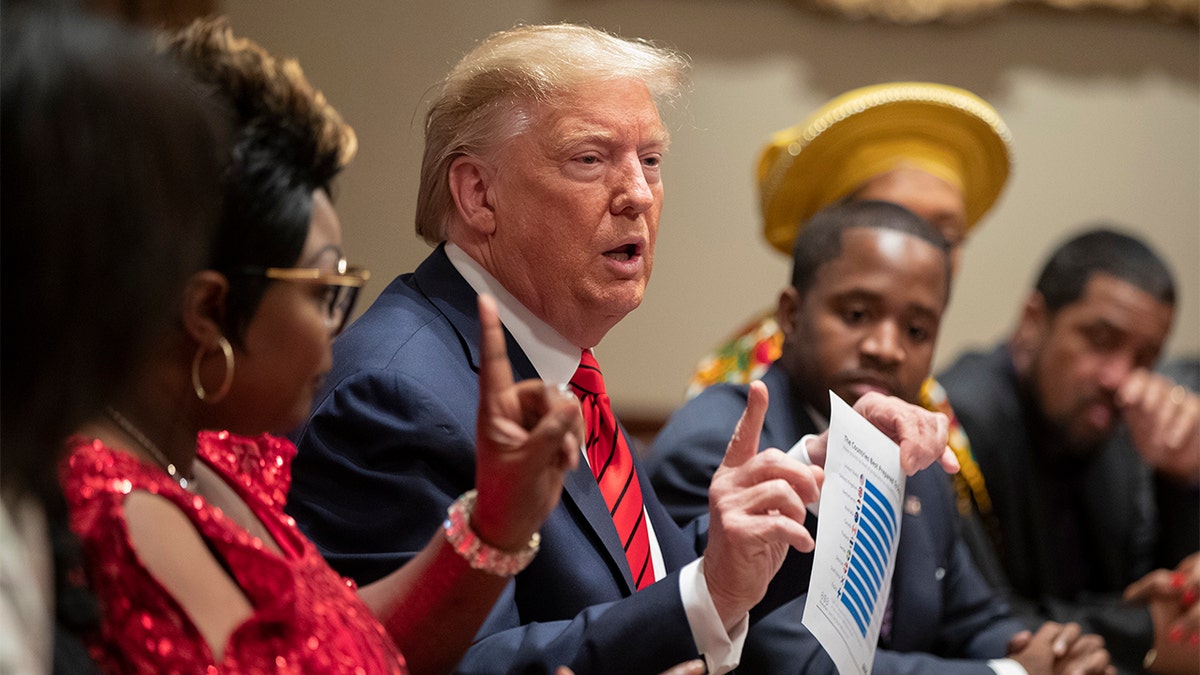 President Donald Trump speaks during a Black History Month event in the Cabinet Room at the White House, Thursday, Feb. 27, 2020, in Washington. (AP Photo/Manuel Balce Ceneta)