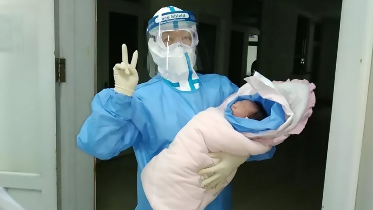 The newborn girl  was delivered by C-section in quarantine at designated coronavirus treatment facility Harbin Sixth People's Hospital.