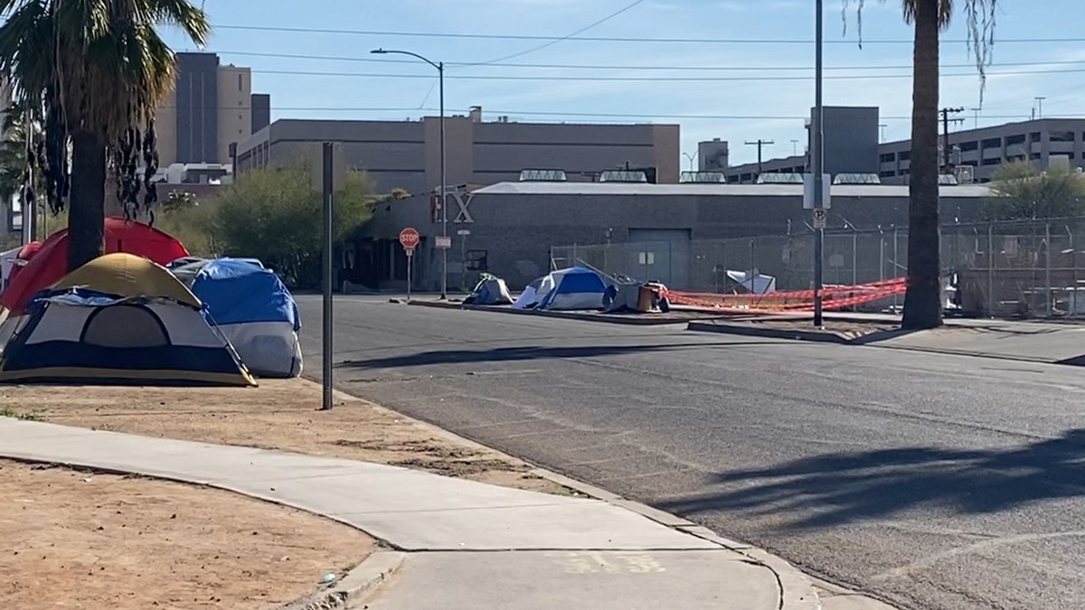 Many shelters are full, forcing people to sleep on the streets in Phoenix. (Stephanie Bennett / Fox News).