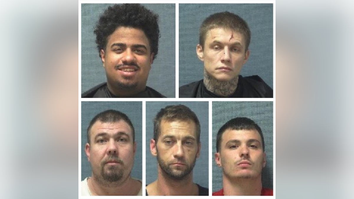 Five Ohio jail inmates escaped from a correctional facility earlier this week, authorities said. One has been captured, according to media reports. Jaden Miller and Michael Fisher; bottom row: Joshua Bingham, Jason Drake and Vincent Blanc. (Courtesy of Canton police)