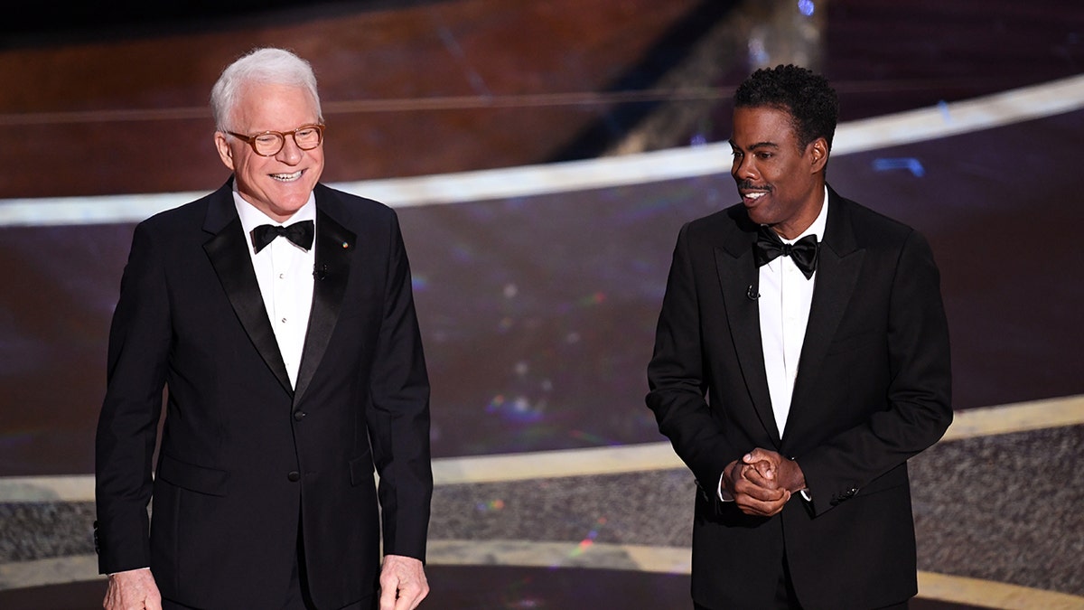 Steve Martin and Chris Rock speak onstage during the 92nd Annual Academy Awards at Dolby Theatre on February 09, 2020 in Hollywood, California.