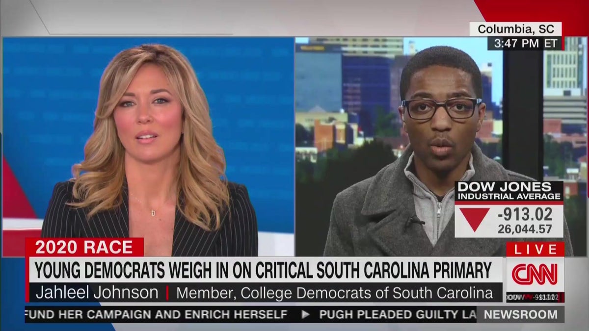 Jahleel Smith, member of the College Democrats of South Carolina, speaking to CNN on Feb. 27, 2020.