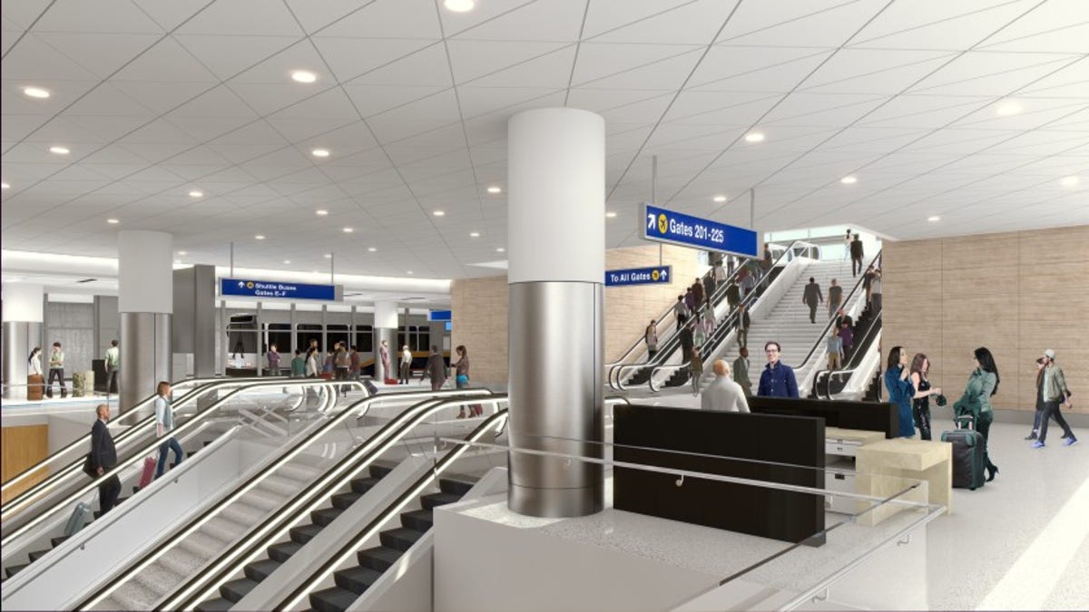 An illustration of the $1.6 billion Midfield Satellite Concourse will open at the air hub as an addition to the Tom Bradley International Terminal.