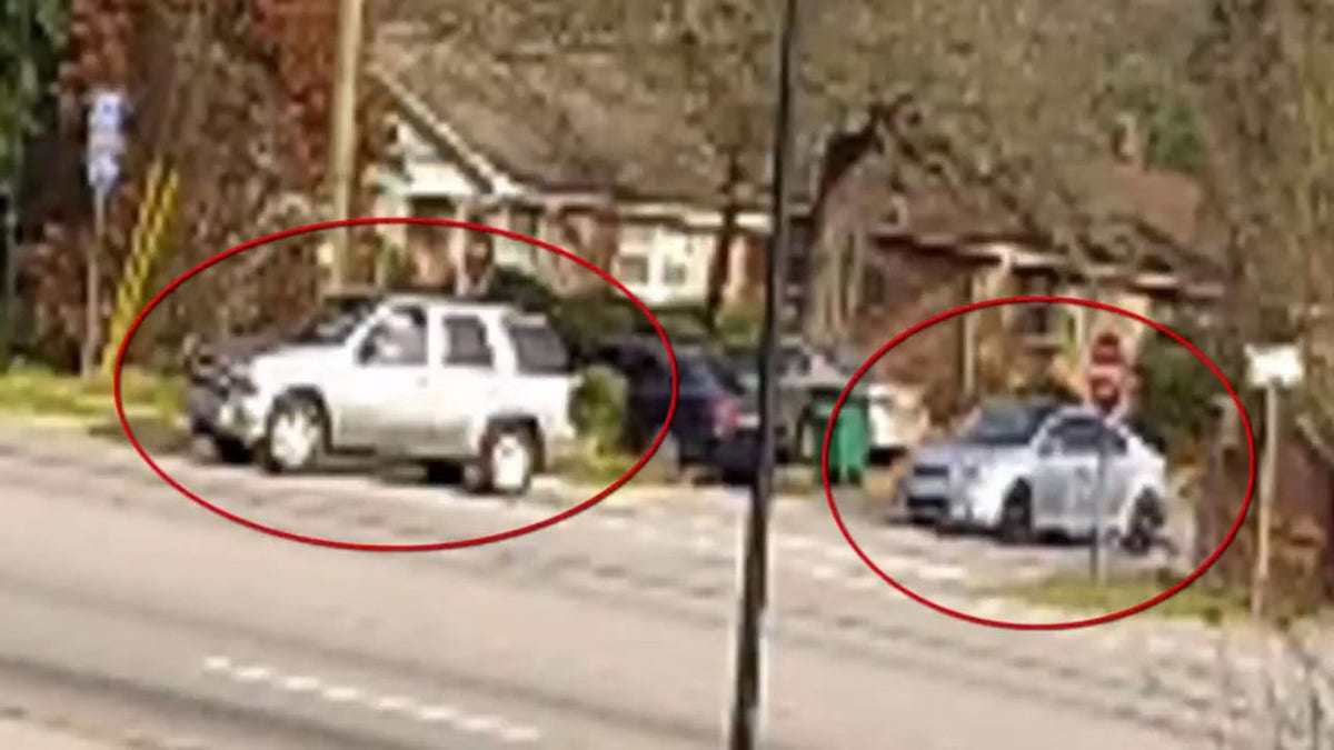 The vehicles police are searching for appear to be an older model Chevy Trailblazer SUV and a sedan.