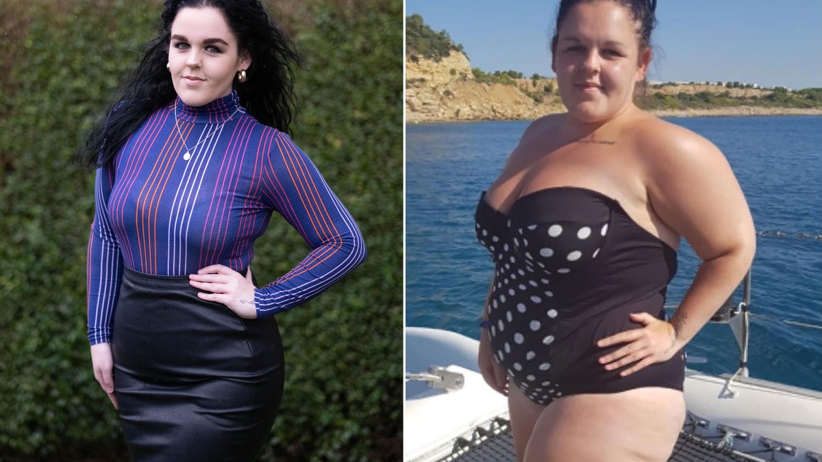 Shannon Palmer before (R) and after (L) weight loss.