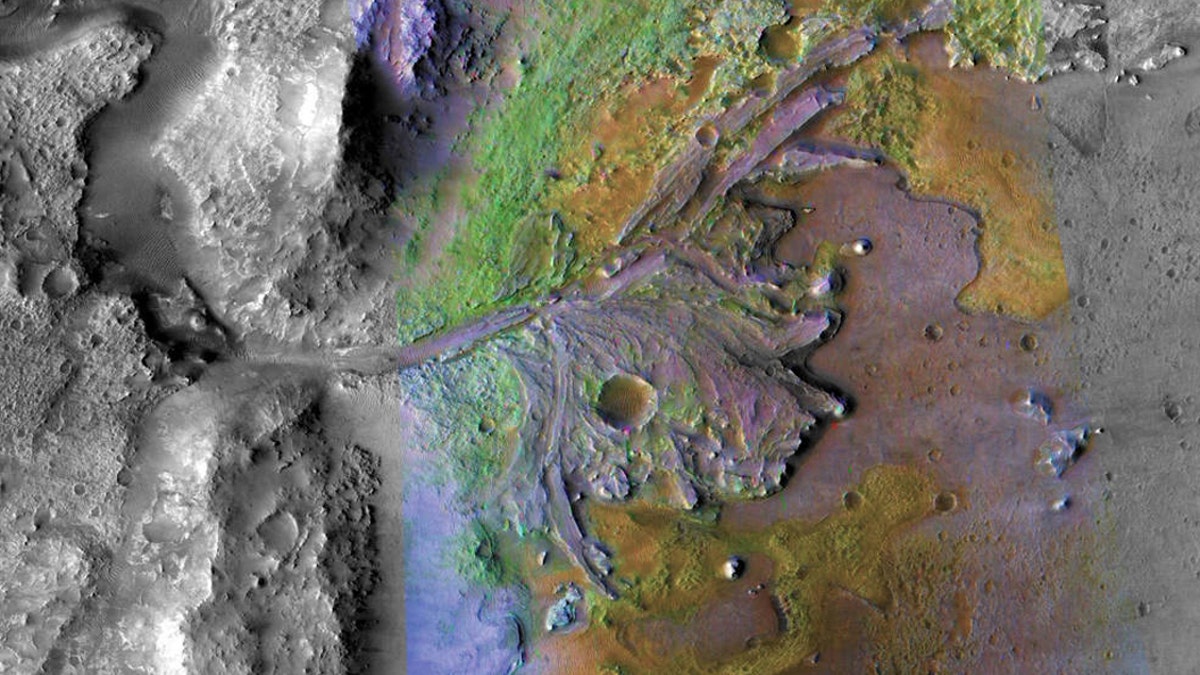 Jezero Crater, landing site for the upcoming Mars 2020 rover mission. (NASA/JPL/JHUAPL/MSSS/Brown University)
