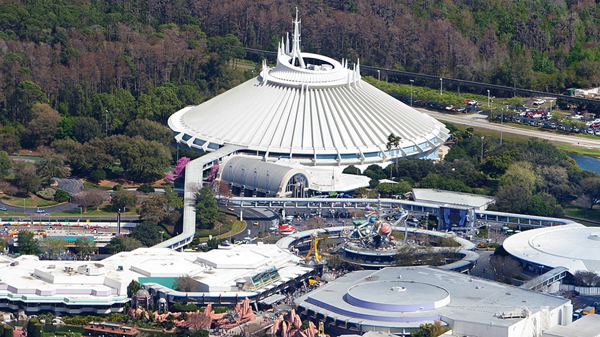 The plaintiff alleges that she was entering the Space Mountain ride, pictured top-center, when an unnamed Disney worker closed a gate on her. 