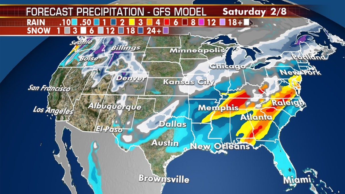 A band of "significant snowfall" is forecast from west-central Texas to central Oklahoma.