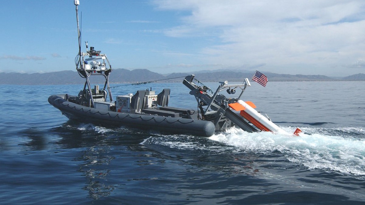 An Unmanned Surface Vessel with an AQS mine-hunting sonar. (Credit: Northrop Grumman)