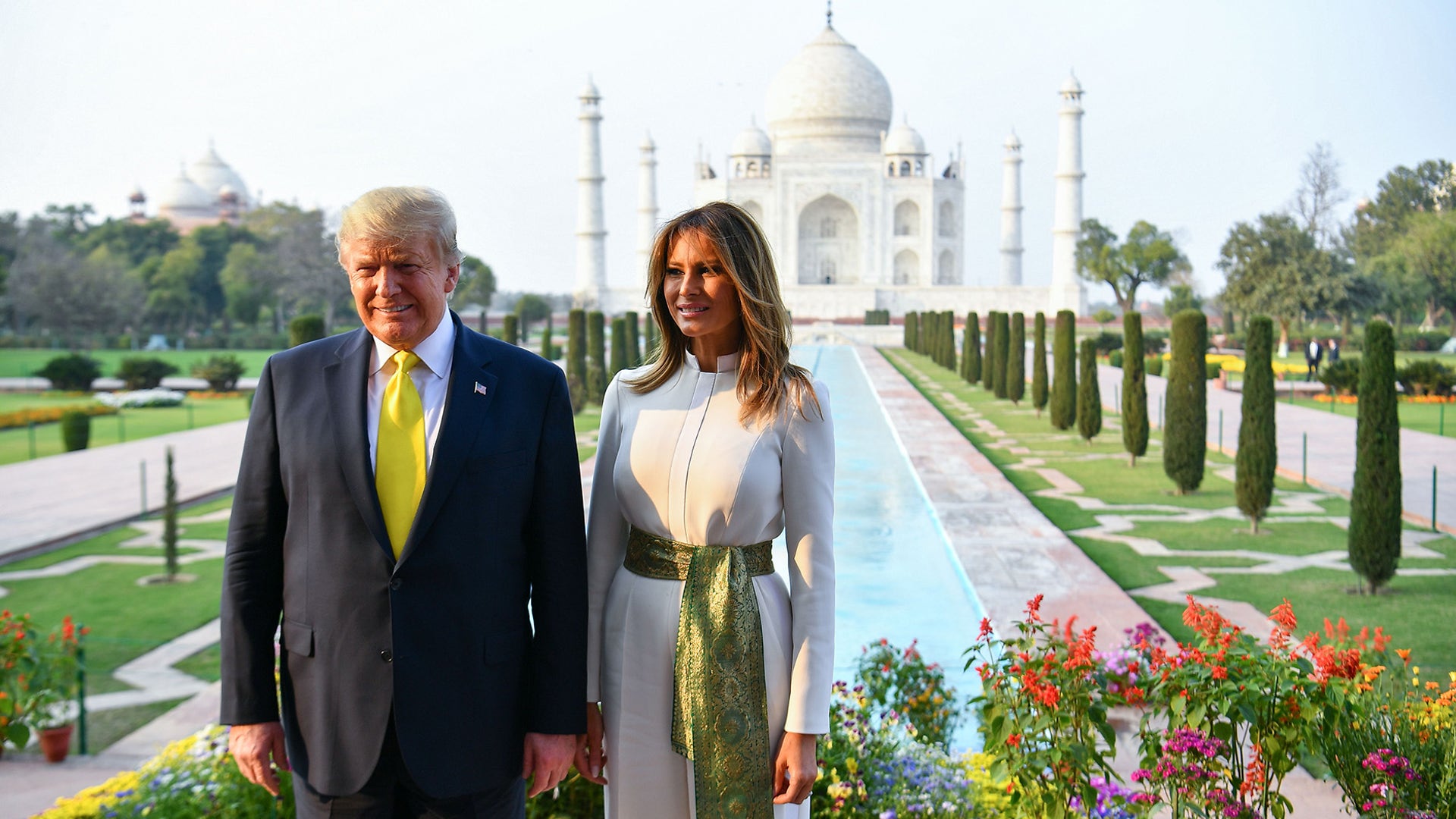 President Trump and first lady Melania Trump at the Taj Mahal in Agra, India.