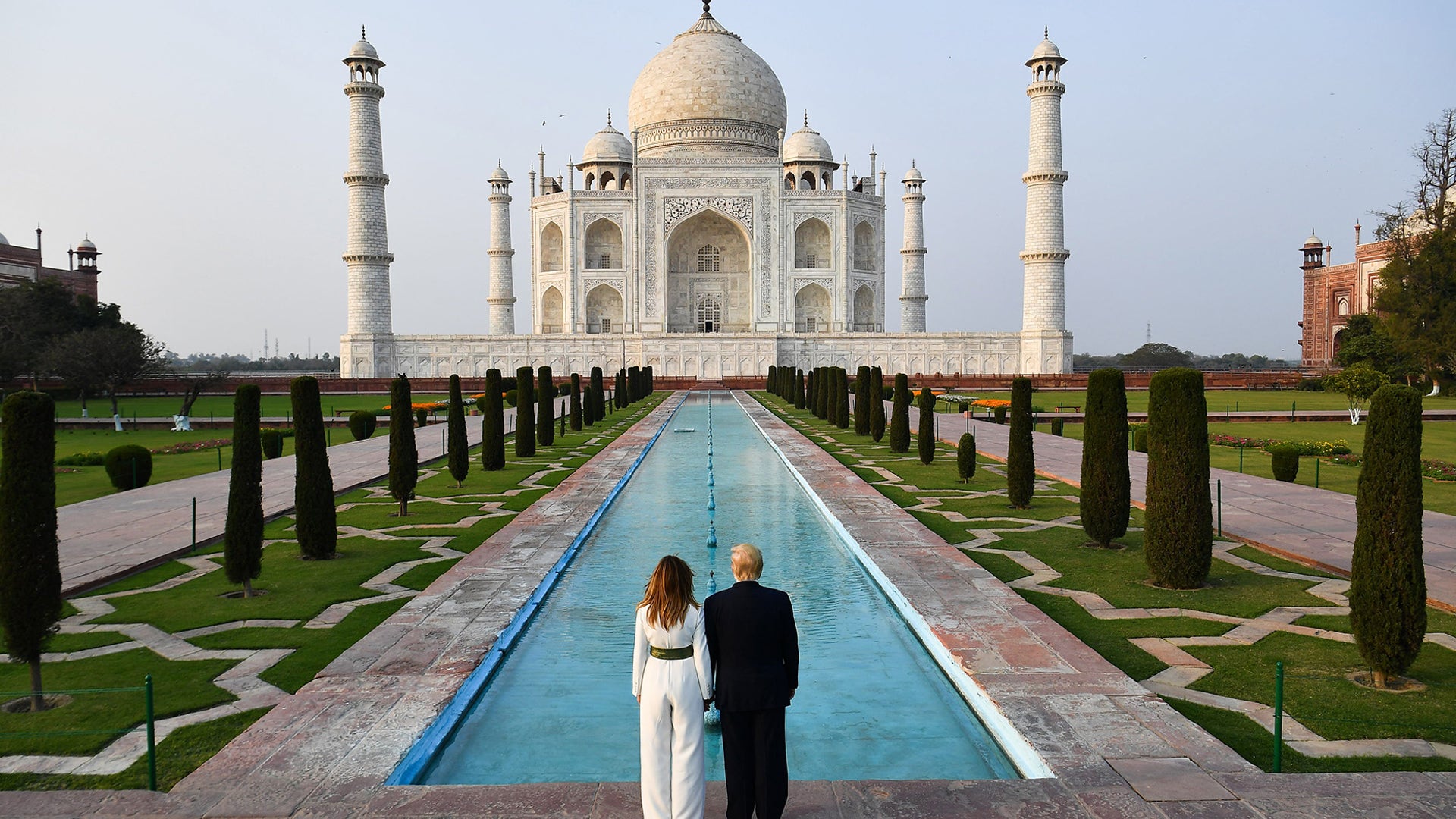 President Trump and first lady Melania Trump visit the Taj Mahal in Agra, India. 
