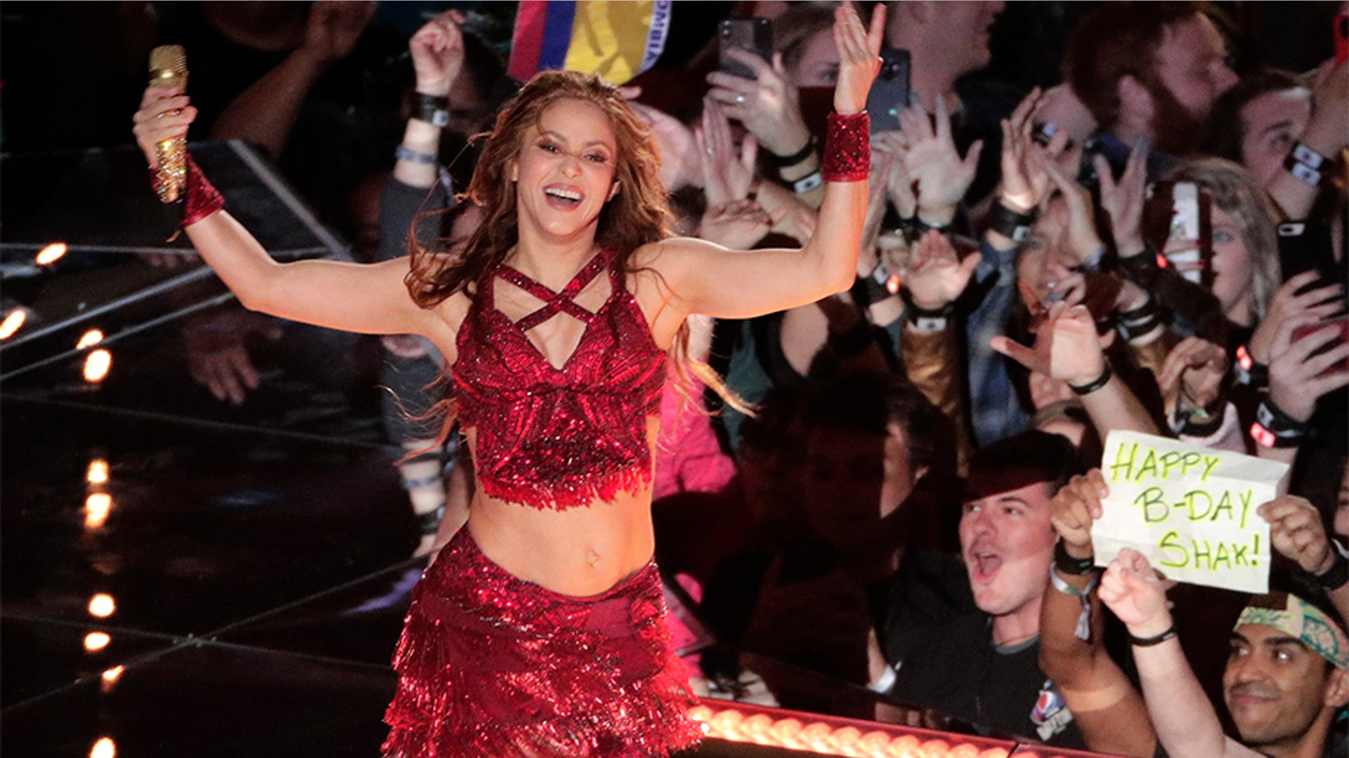 Singer Shakira performs, during the halftime show.