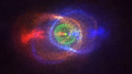 Spectacular 'rainbow cloud' in space created by cosmic battle between stars