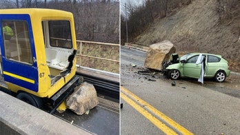 West Virginia rockslide severely injures driver, boulder hits tram with college students