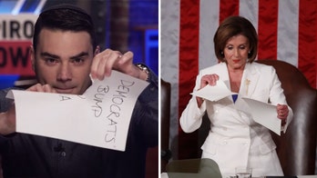 Ben Shapiro mimics Pelosi by ripping up Democratic talking points