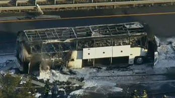 Bus on New Jersey Turnpike bursts into flames