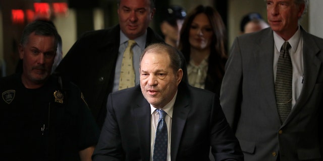 Harvey Weinstein arrives at a Manhattan courthouse for jury deliberations in his rape trial, Monday, Feb. 24, 2020.