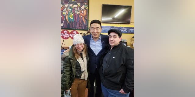 <em>Charles Fassi (right) with Andrew Yang and his daughter Janelle Fassi (left). (</em>Provided to Fox News).