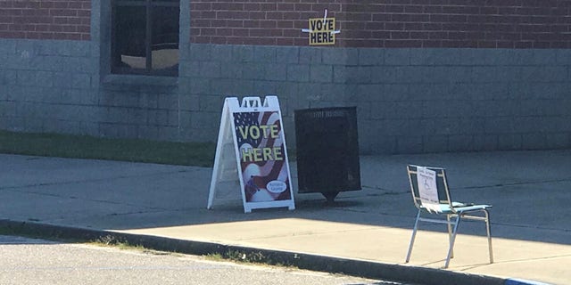 A polling station sign in Columbia, South Carolina, on presidential primary day, Feb. 29, 2020