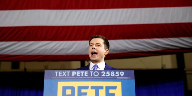 Democratic presidential candidate former South Bend, Ind., Mayor Pete Buttigieg speaks to supporters at a primary night election rally at Nashua Community College, Tuesday, Feb. 11, 2020, in Nashua, Iowa. (AP Photo/Andrew Harnik)