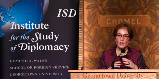 Former Ambassador to Ukraine Marie Yovanovitch speaks at Georgetown University in Washington, Wednesday, Feb. 12, 2020.