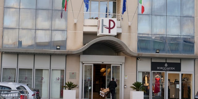 A view of the hotel where an American woman wanted in the 2002 death of her husband was arrested in Rome, Thursday, Feb. 13, 2020. (AP Photo/Paolo Santalucia)