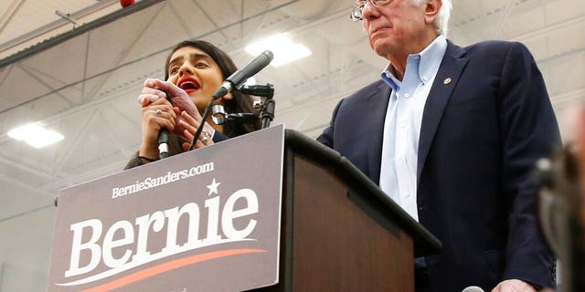 Sen. Bernie Sanders I-Vt., saw a protester interrupt his remarks during a campaign event in Carson City, Nev., on Sunday.