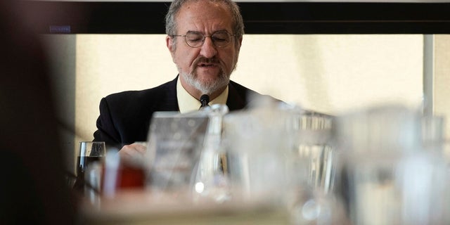 UM President Mark Schlissel addresses recent sexual misconduct from former Provost Martin Philbert at the Board of Regents meeting on Thursday, Feb. 20, 2020. (Jenna Kieser/Ann Arbor News via AP)