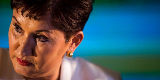 In this March 10, 2019 file photo, Thelma Aldana, Guatemala's former chief prosecutor, listens to a journalist's question as she gives a press conference during her campaign event for president, in Guatemala City. The United States has granted political asylum to Aldana on Monday, Feb. 23, 2020, after she was subject to death threats and political persecution. (AP Photo/Oliver de Ros, File)