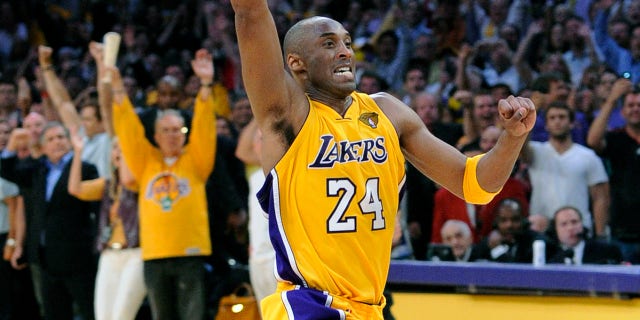 ​​​​​​​Los Angeles Lakers guard Kobe Bryant reacts as Game 7 of the NBA Finals against the Boston Celtics ends in Los Angeles, June 17, 2010. (Associated Press)