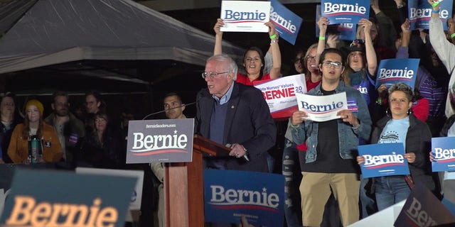 Democratic presidential candidate Sen. Bernie Sanders of Vermont speaks to supporters at a rally on the eve of the Nevada caucuses, in Las Vegas, on Feb. 21, 2020. (Fox News)