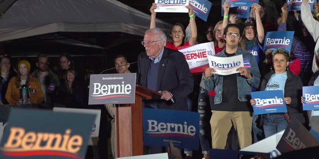 Democratic presidential candidate Sen. Bernie Sanders of Vermont speaks to supporters at a rally on the eve of the Nevada caucuses, in Las Vegas, on Feb. 21, 2020. (Fox News)