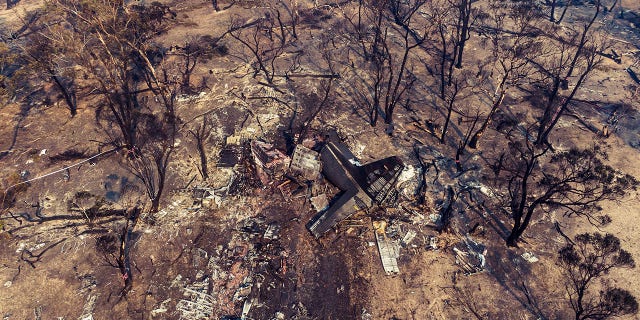 Wreckage of the tanker was strewn at the crash site near Numeralla, southwest of Sydney. (NSW Police via AP)