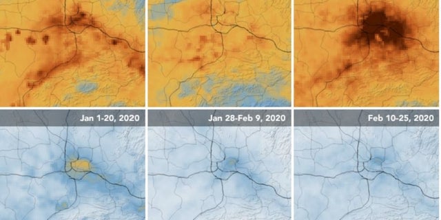 Nitrogen dioxide levels over China decreased dramatically as China continues to grapple with the coronavirus outbreak. 